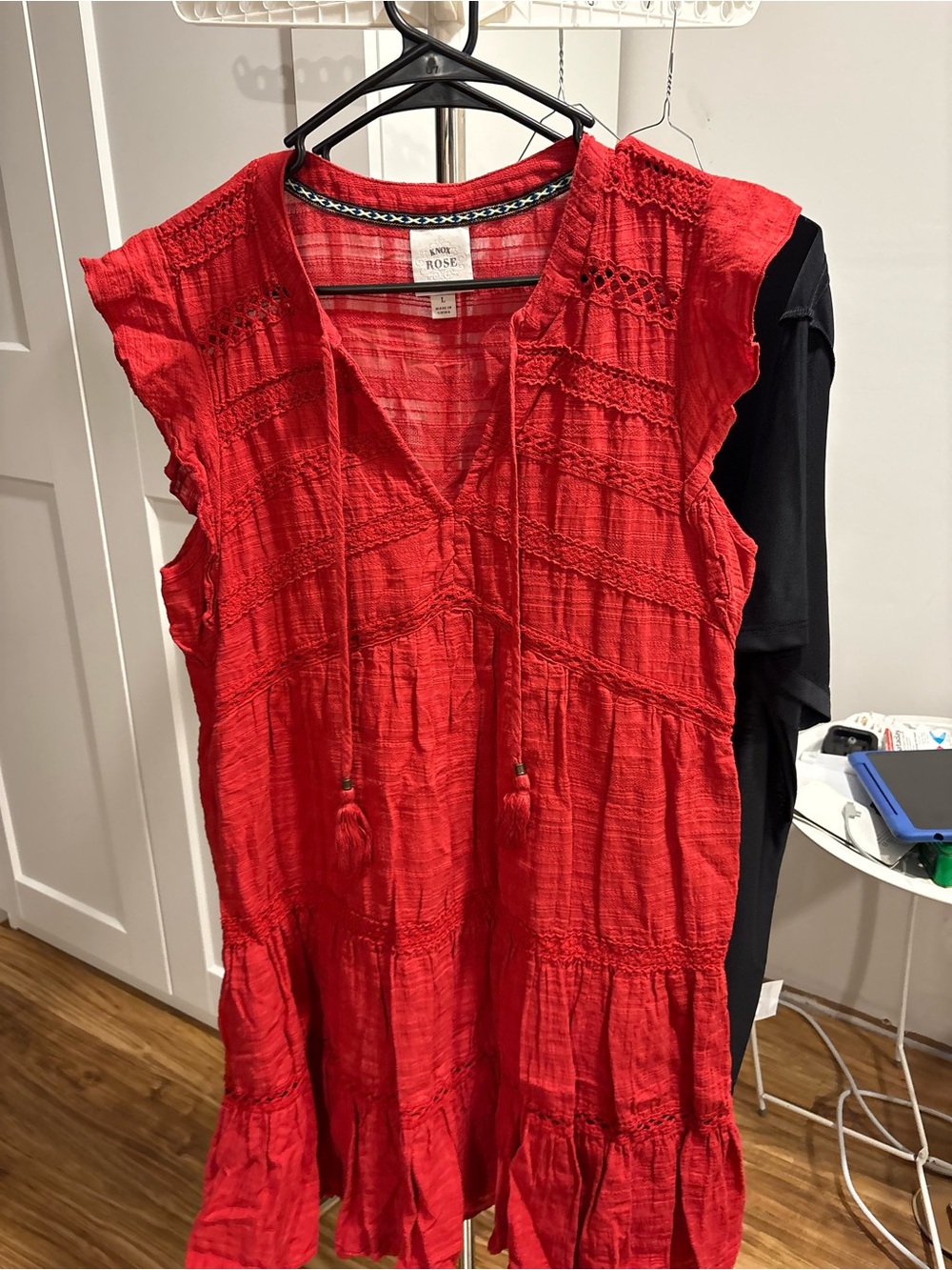 Maeve Red Cotton Tassel Peasant Tunic